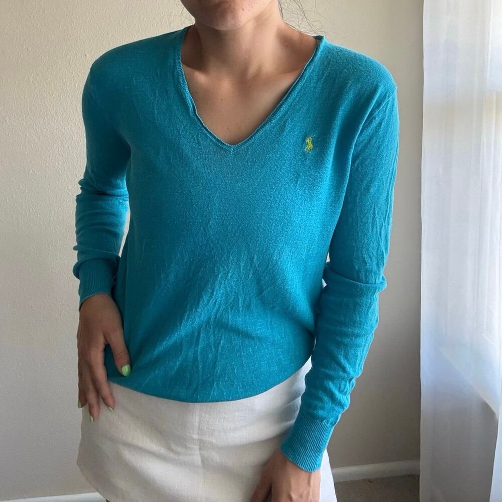 vintage y2k Ralph Lauren Sport Boyfriend V-Neck Sweater preppy vacation coastal